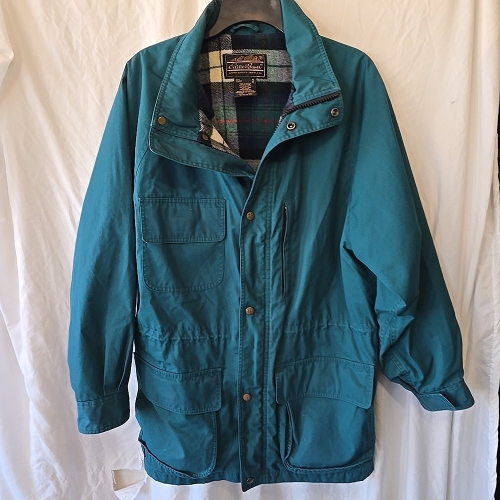 Vintage Eddie Bauer Men's Wool Lined Jacket Coat Green Size M (No hood)